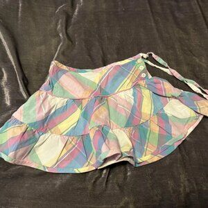 Vintage 90s Y2K Ralph Lauren Pastel Plaid Tiered Skirt Shorts Skort 4T Preppy